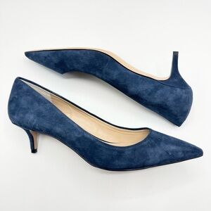 Ann Taylor Blue Suede Leather Kitten Heels Size 10 Pointed Toe Old Money Office